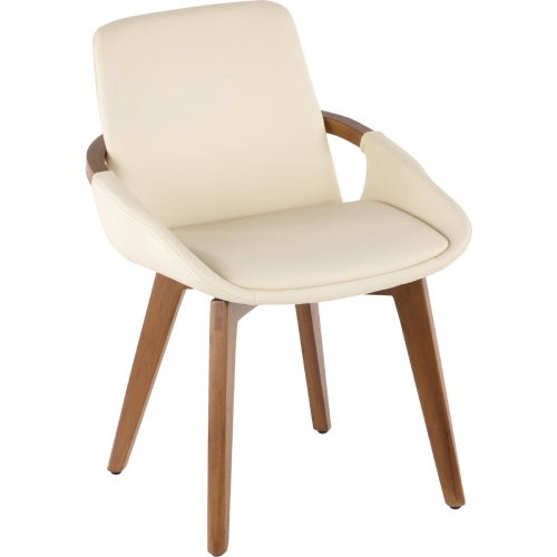 Cosmo Accent Chair in Cream Leatherette & Walnut Finish